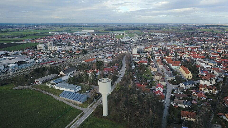 Umzug von Buchloe nach Zypern per Container: Buchloe Luftaufnahme
